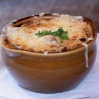 French Onion Soup · With croutons and Gruyere.