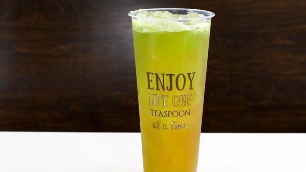 Grasshopper · Lychee green tea topped with fresh cucumber juice.