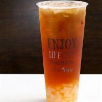 Lychee on Lychee · Lychee flavor black tea comes with lychee jelly inside.