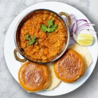 Primo Pao Bhaji · Vegan. Potato-based curry, pav (buns), garnished with coriander and onions. Delish!
