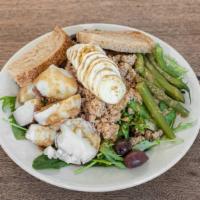 Nicoise Salad · Tuna, new potatoes, green beans, egg, olives, mixed greens, balsamic