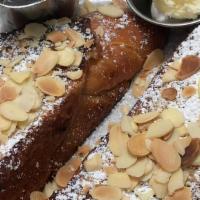 Challah French Toast · Vegetarian. With powdered sugar and toasted almonds.