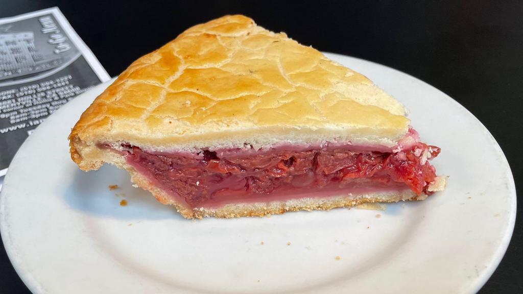 Cherry Pie · From Upper Crust Bakery. 
Tart, juicy cherries with just the right amount of sugar and a hint of lemon.