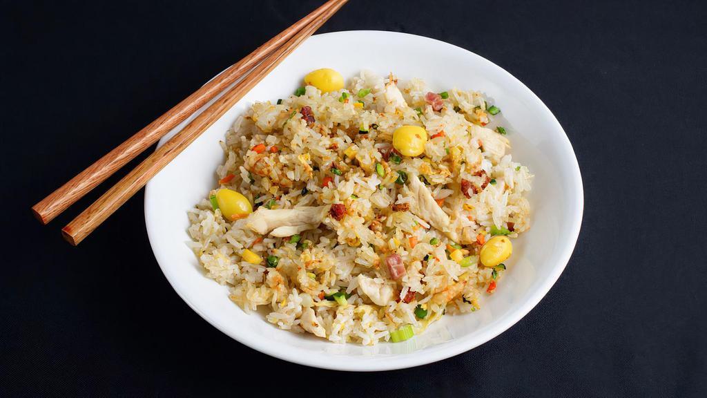 Lop Cheong and Chicken Yang Chow Fried Rice by China Live Signatures · By China Live Signatures. Wok-tossed fried rice with 'Lop Cheung' sausage, chicken breast, and seasonal vegetables. Contains sesame, soy, and eggs. We cannot make substitutions.