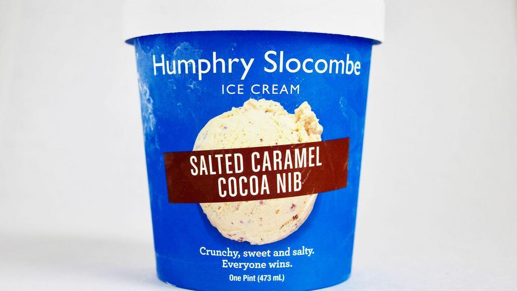 Salted Caramel Cocoa Nib by Humphry Slocombe Ice Cream · By Humphry Slocombe Ice Cream. Salted caramel ice cream with toasted cocoa nibs. Crunchy, sweet, and salty. Everyone wins. Contains dairy and eggs. We cannot make substitutions.