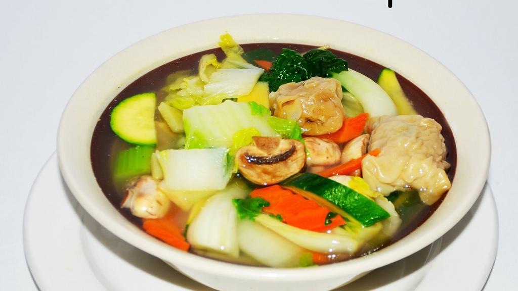 1. Won Ton Soup · With fresh mix veggies in clear chicken broth