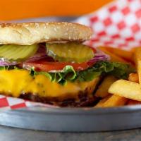 The Buzzer Beater Burger · Most popular. Classic cheeseburgers. Half pound ground beef burgers. Served with tomato, let...