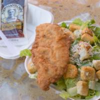 Caesar Salad with Chicken · Lettuce, croutons, chicken, and Ceasar dressing.