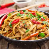 Chicken Chow Mein · Noodles sautéed with chicken, cabbage and spices.