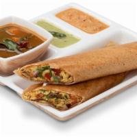 Paneer Burji Dosa · Thin crispy crepe filled with shredded Indian cottage cheese.