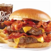 Baconator® · A half-pound* of fresh beef, American cheese, 6 pieces of crispy Applewood smoked bacon, ket...