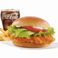 Spicy Chicken Sandwich Combo · A juicy chicken breast marinated and breaded in our unique, fiery blend of peppers and spice...