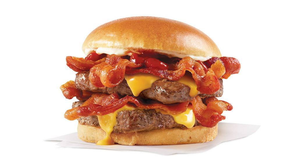 Baconator® · Enjoy bacon? Order the Baconator bacon cheeseburger from Wendy's today! Made with two 1/4 lb. fresh, never frozen, 100%  North American beef patties.