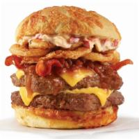 Big Bacon Cheddar Cheeseburger Double · A half-pound* of fresh, never-frozen beef, covered in creamy cheddar cheese and bacon jam, t...