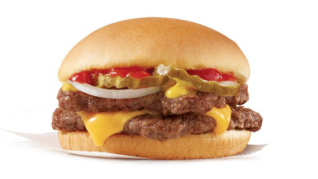 Double Stack™ · A double cheeseburger just the right size - Wendy's Double Stack made with 100% fresh North American beef with cheese, ketchup, mustard, pickle and onion.