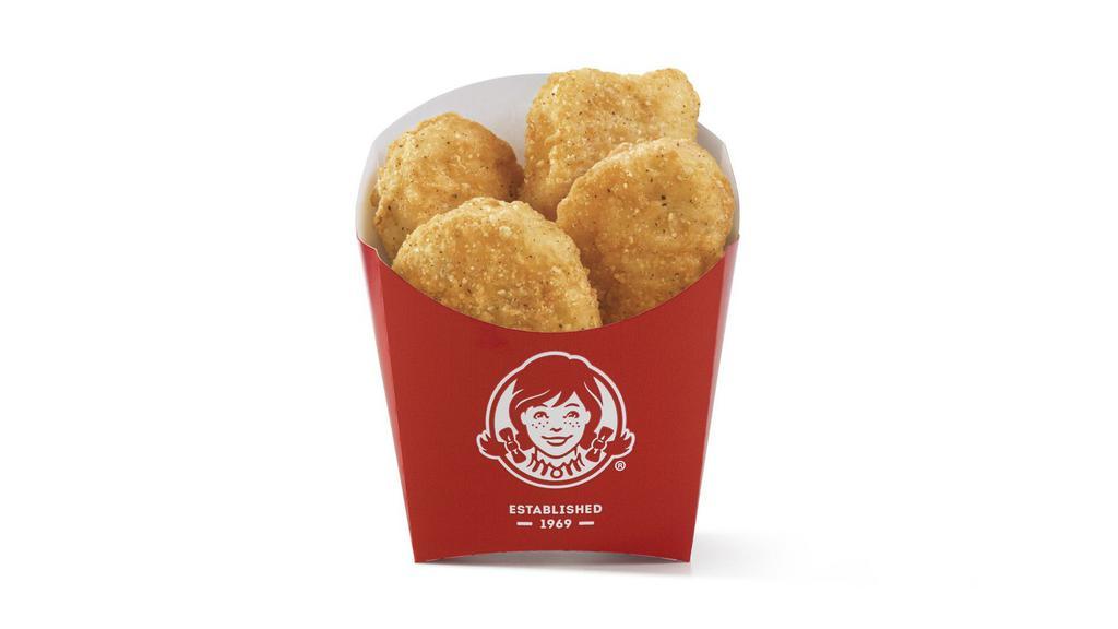 4 Pc. Crispy Chicken Nuggets · Looking for a fresh made, fast snack that satisfies? Try Wendy’s 4PC Chicken Nuggets made from all white-meat and served with your choice of dipping sauce.