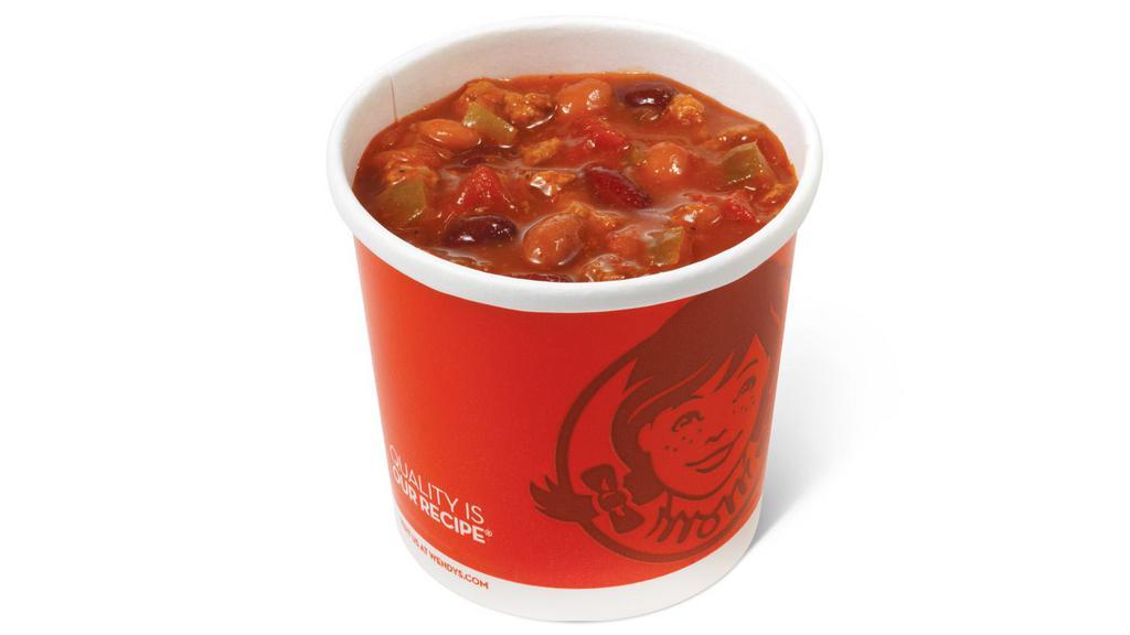 Chili · Order a fast food chili to go from Wendy's with award-winning taste. Belly up to a pot of rich and meaty Chili that?s low in fat and high in fiber.