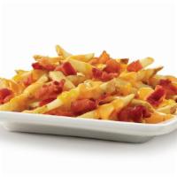 Baconator Fries · Our natural-cut, skin-on, sea-salted fries topped with warm, creamy cheese sauce, shredded c...