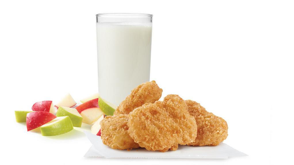 Kids' 4Pc Nuggets · Try fresh fast food chicken to go from Wendy's with our Kid's 4-Piece Chicken Nuggets made from all white-meat with a crispy outside and juicy inside.