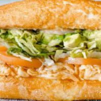 99. WE'RE JUST FRIENDS · Halal Chicken, Avocado, Zesty Orange Glaze, Pepper Jack. All sandwiches are served hot with ...
