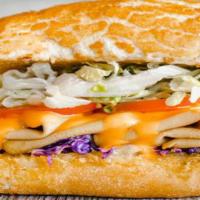 291. PEE WEE · Vegan Turkey, Purple Slaw, French Dressing, Swiss. All sandwiches are served hot with dirty ...