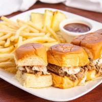 Kalua Pork Sliders · Our slow cooked kalua pork topped with coleslaw on 4 King's Hawaiian rolls.