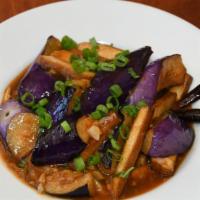 Eggplant Tofu · Eggplant stir fried with tofu & house sauce.
