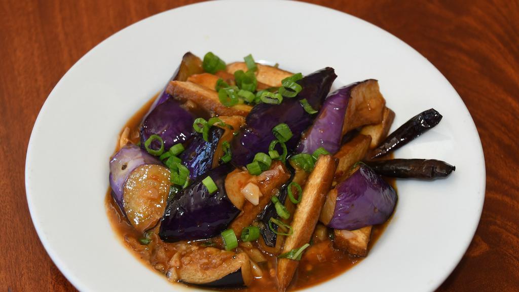 Eggplant Tofu · Eggplant stir fried with tofu & house sauce.