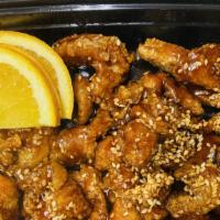 Sesame Chicken · Stir fried chicken breast strip with house sauce and sesame seeds.