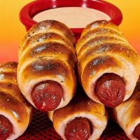 Pretzel Dogs · Beef franks, pretzel wrap, smoky sweet-heat dip