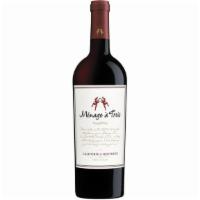 Menage a Trois Red (750 ml) · Ménage à Trois Red brings together three strange bedfellows: Zinfandel, Merlot and Cabernet ...
