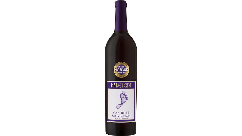 Barefoot Cellars Cabernet (750 ml) · Barefoot Cabernet Sauvignon positively bursts with bold, round layers of raspberry and blackberry jam then finishes with notes of currant and smooth vanilla.