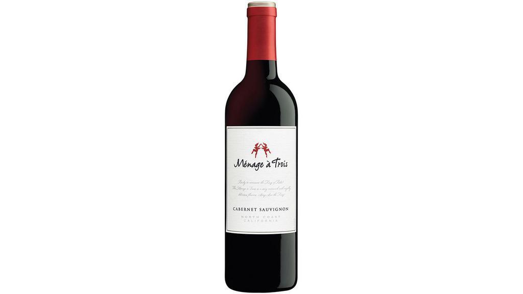 Menage a Trois Cabernet (750 ml) · Our Ménage à Trois Cabernet Sauvignon blends grapes from outstanding North Coast growing regions. Its lush, dark berry flavors, silky tannins and long, sumptuous finish are truly regal.