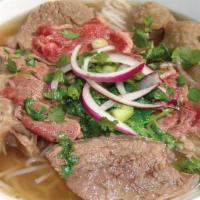 Combination Beef Noodle Soup · Pho Xe Lua, combination of well done, rare beef and beef ball noodle soup