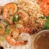 Grilled Prawns and Fried Roll Vermicelli · 