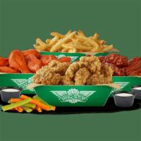 30Pc Crew Pack · 30 Boneless or Classic (Bone-In) wings with up to 3 flavors, large fries, veggie sticks and ...