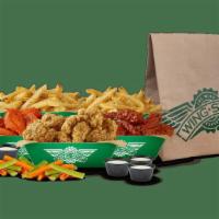 50Pc Party Pack · 50 Boneless or Classic (Bone-In) wings with up to 4 flavors, 2 large fries, 2 veggie sticks ...