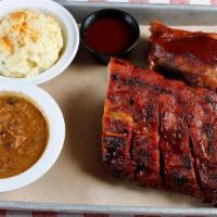 Ribs + One Plate · Texas BBQ ribs or baby back ribs with any other meat except ribs.