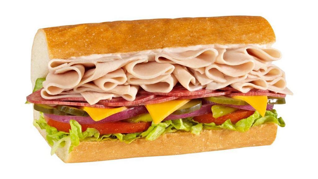 #4 Turkey, Salami & Cheddar · Hot or cold, 1/4 lb. combination of premium meats & cheddar with mayo, served Togo’s Style
