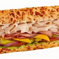 #26 Turkey, Ham & Cheddar · Hot or cold, 1/4 lb. of premium meats and cheddar with mayo, served Togo’s Style