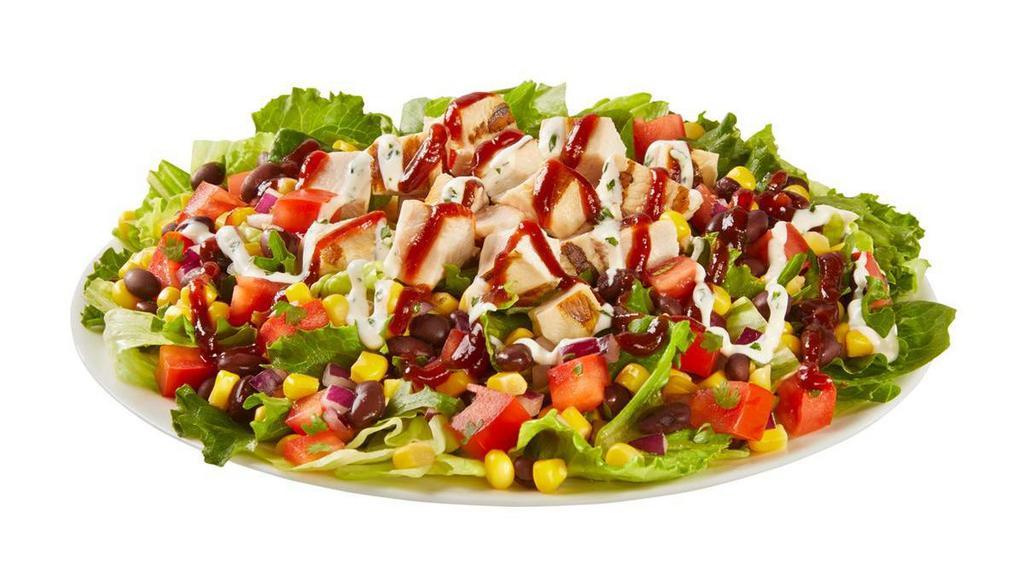 BBQ Chicken Ranch Salad · Tomatoes, black bean & corn salsa, with BBQ Sauce and Ranch dressing