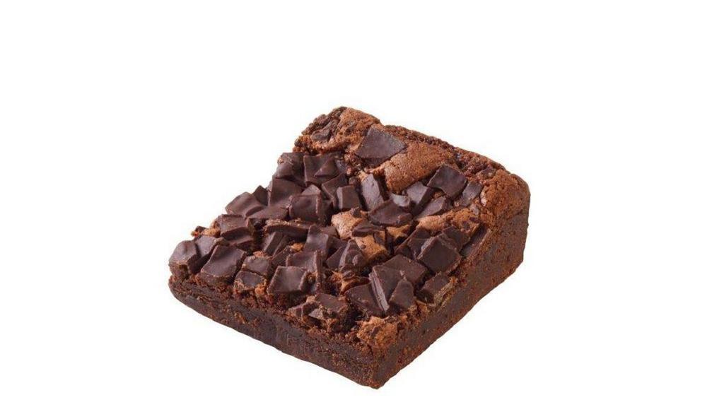 Brownie · Fudge brownie topped with semi-sweet chunks of chocolate individually wrapped