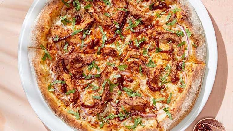 Plant-Based Bbq Chicken Pizza · Our iconic pizza, prepared with plant-based chicken.. [Calories listed are per slice. All pizzas are 6 slices.]