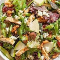 Catering Waldorf Chicken Salad · Grapes, green apples, candied walnuts, crisp celery, baby greens and Gorgonzola served with ...