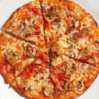 Gluten-Free Kids Mushroom Pepperoni Sausage Pizza · Gluten-free Cauliflower crust contains egg & dairy.
