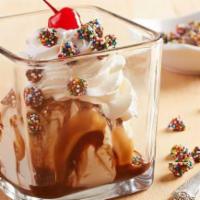 Kids Sundae · Vanilla Häagen-Dazs ice cream with triple-thick hot fudge, housemade whipped cream, rainbow ...