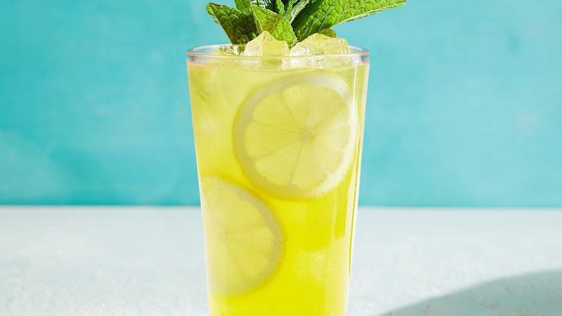 Golden State Lemonade · California sunshine in a glass! Our beautiful golden-hued lemonade with antioxidant rich Turmeric and fresh mint.