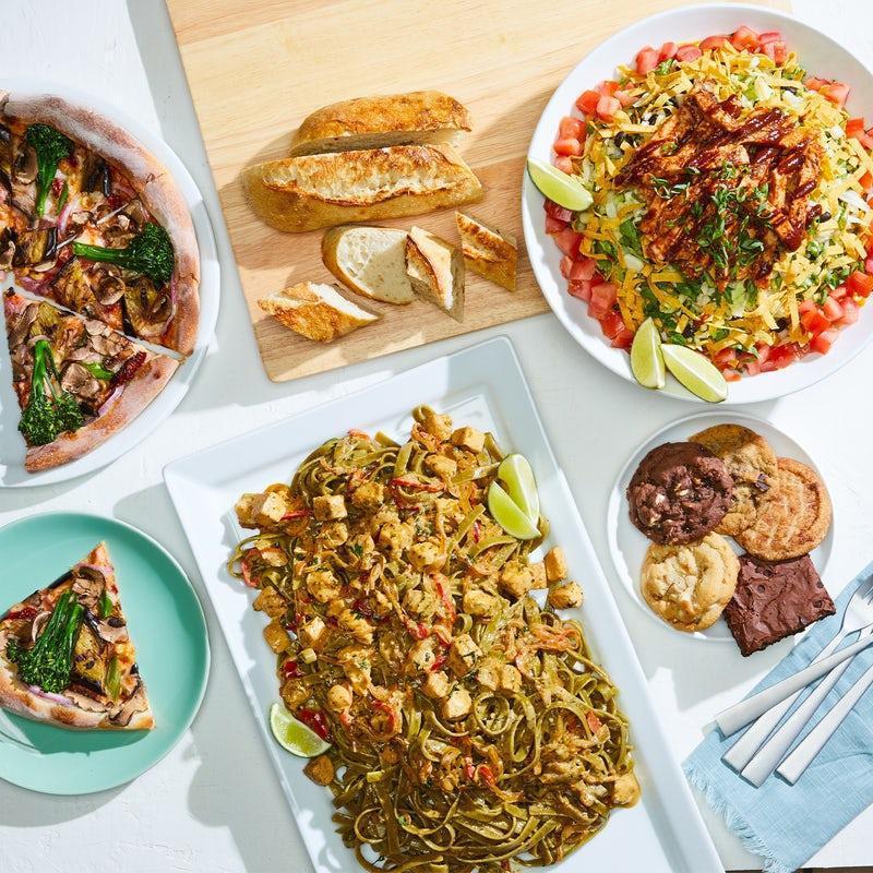 Large - Cpk Classics Pasta Package · Package consists of:. **1 Chicken Tequila Fettuccine Pasta. **1 Garlic Cream Fettuccine Pasta. **1 Bolognese Fusilli. **1 The Original BBQ Chicken Chopped Salad. **1 Classic Caesar Salad. (No substitutions please). Serves up to 20