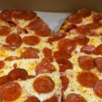 Pizza HEART shaped pizza · Large Heart shaped pizza pepperoni .Marinara Sauce ,  Cheese and Pepperoni .