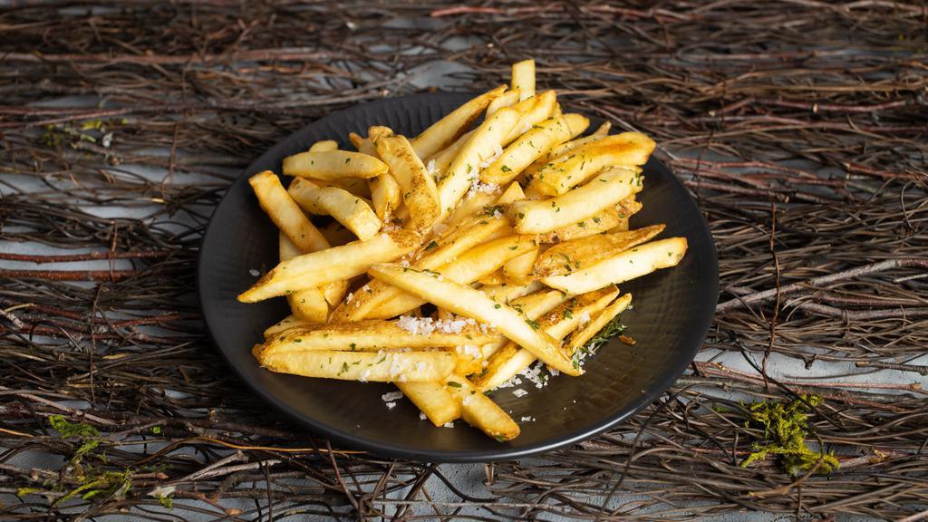 I Believe You Can Fry (Fries) · Idaho potatoes fried until golden crisp, served with a fab sauce of your choice.